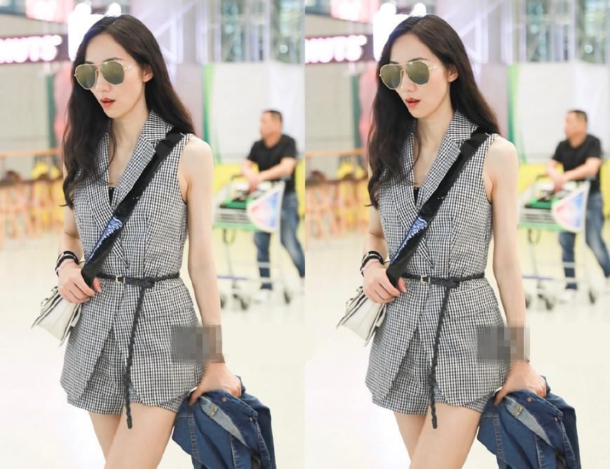 当170cm高96斤韩雪穿上这套装，网友:终于见识了啥是“筷子腿”