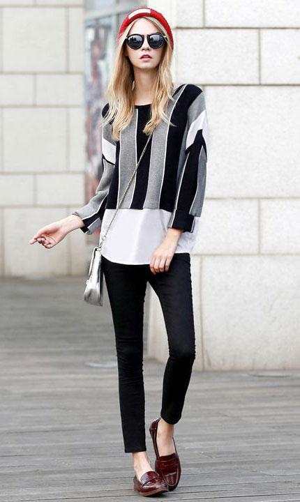 紧身裤的穿搭不失慵懒的味道，让青春的气息更加浓郁！