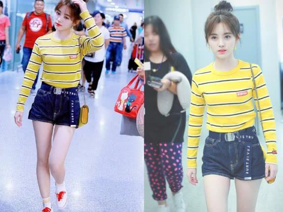鞠婧祎身高只有159cm,却也能穿出大长腿?原来是热裤搭的好!