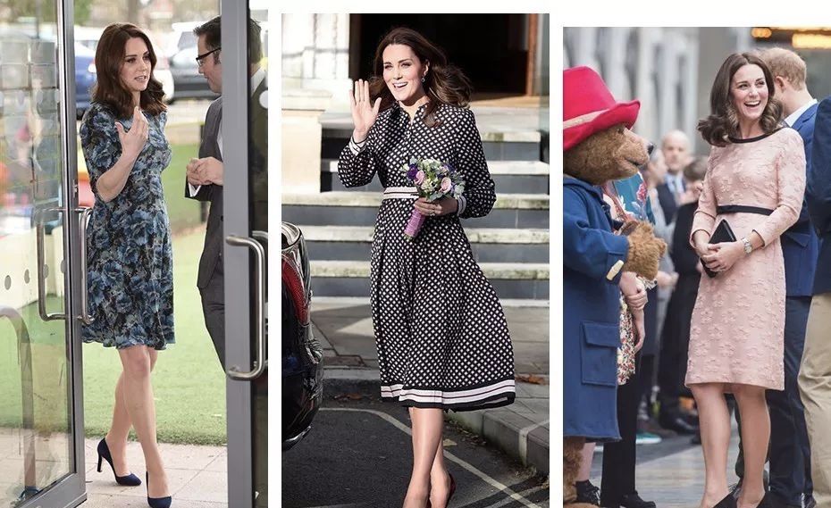凯特王妃马上就要生，从小腹平坦到大腹便便，王妃的穿衣太经典