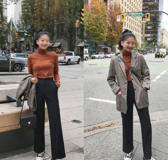  打底：小个子身高校园早春穿搭，外套结合内搭示范，穿出街拍范儿