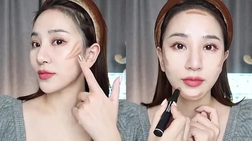  #鹅蛋脸#彩妆师分享不同脸型修容、打亮技巧手把手教学，肉饼脸也变鹅蛋脸