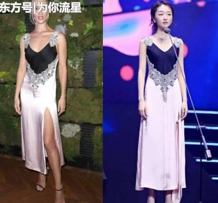“隔空撞衫”：周冬雨撞上维密超模完胜，网友：小平板也有春天！