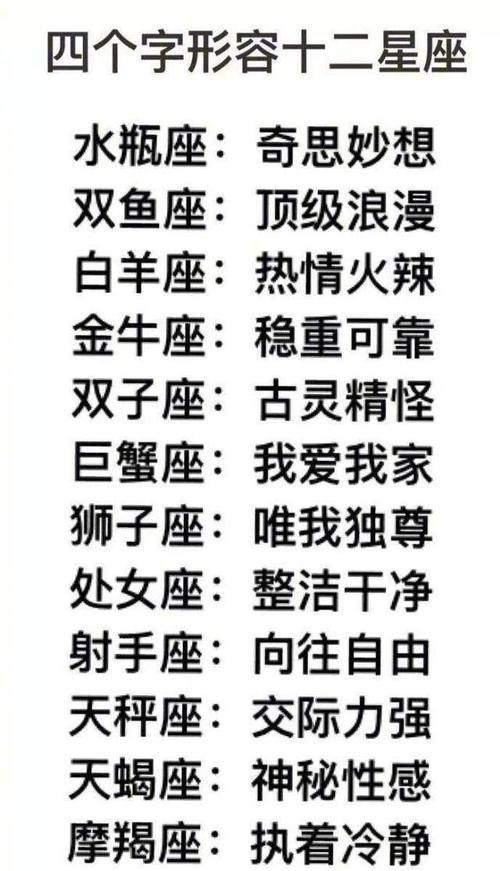 四个字形容十二星座,双子古灵精怪,狮子唯我独尊