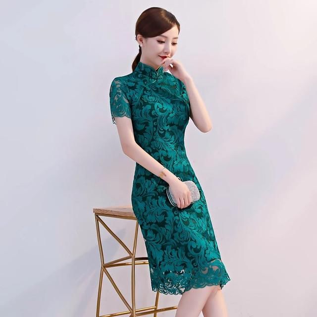 时尚蕾丝旗袍裙，低奢、气质，适应各种场合！