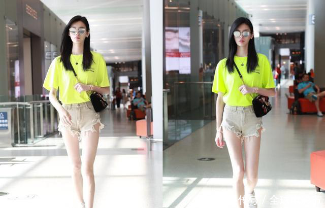 奚梦瑶不得了！穿了件别人不敢穿的吊带，网友：里面啥也没穿吧？