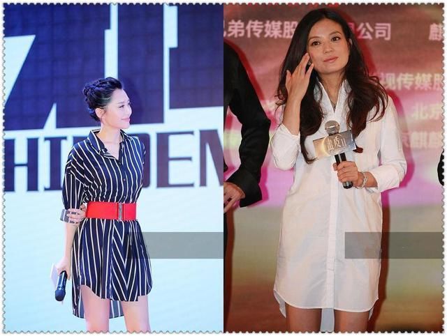 当49岁许晴与42岁赵薇同穿衬衫裙，才知道拥有一颗少女心有多重要