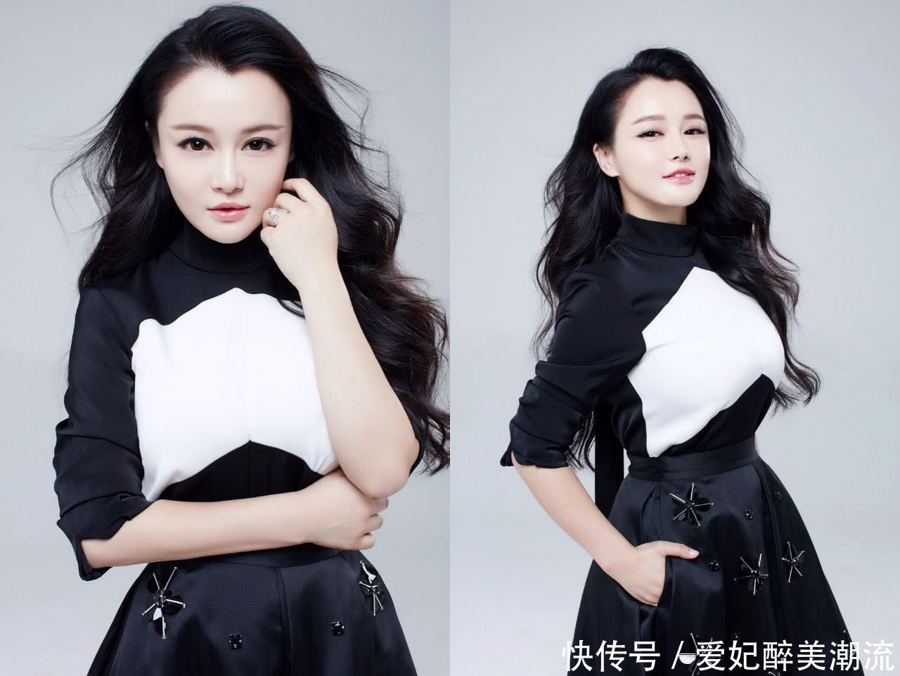 冉莹颖穿V领连体短裤，用手捂住领口防走光，网友：敢穿不敢露？