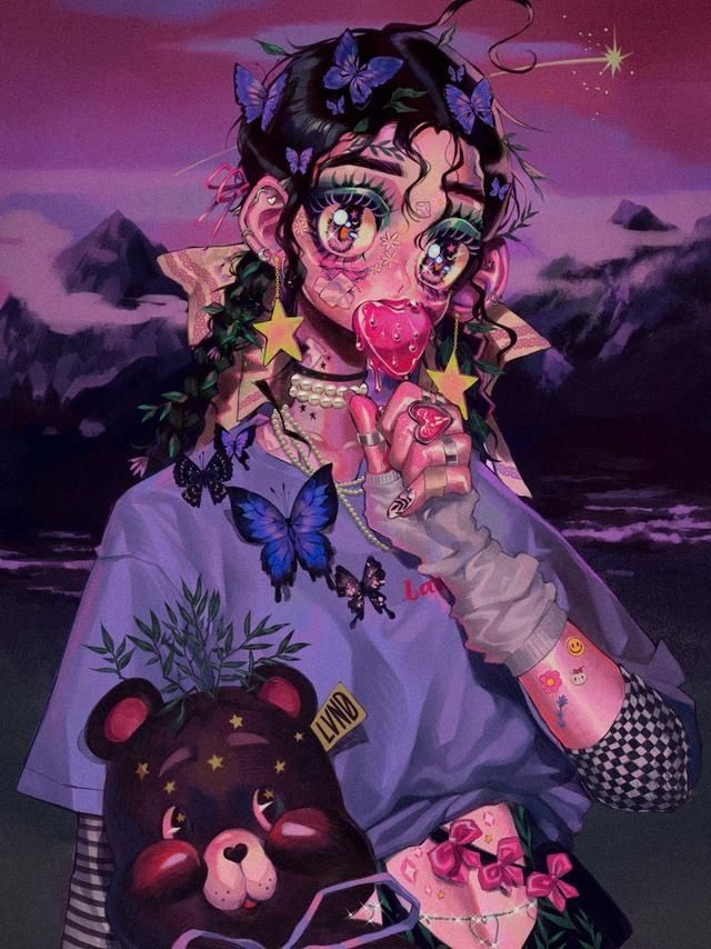  『粉色』一组粉色系动漫少女插画，却不是那么可爱的人物形象！