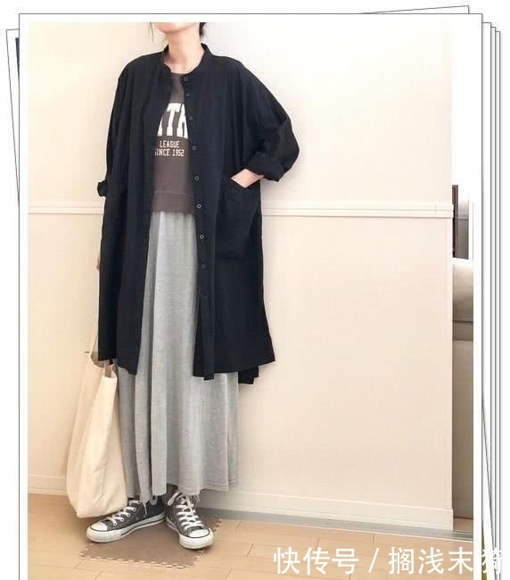 「春季造型」小黑裙别乱买!黑色衬衫连衣裙才更实用,24个春季日系造型示范