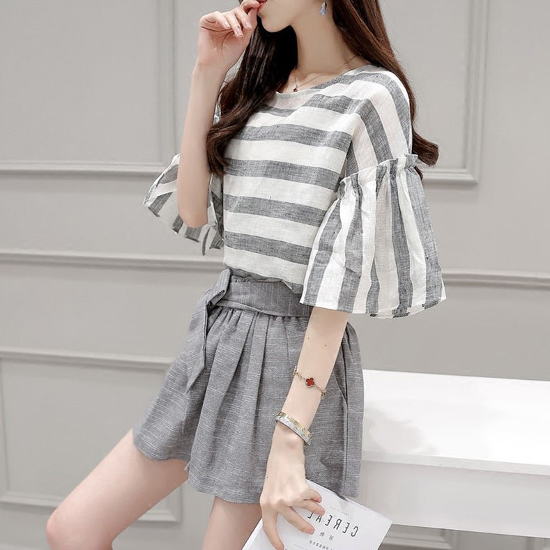 太美了!高腰阔腿短裤套装，超减龄又温婉可人，还有气质女人味