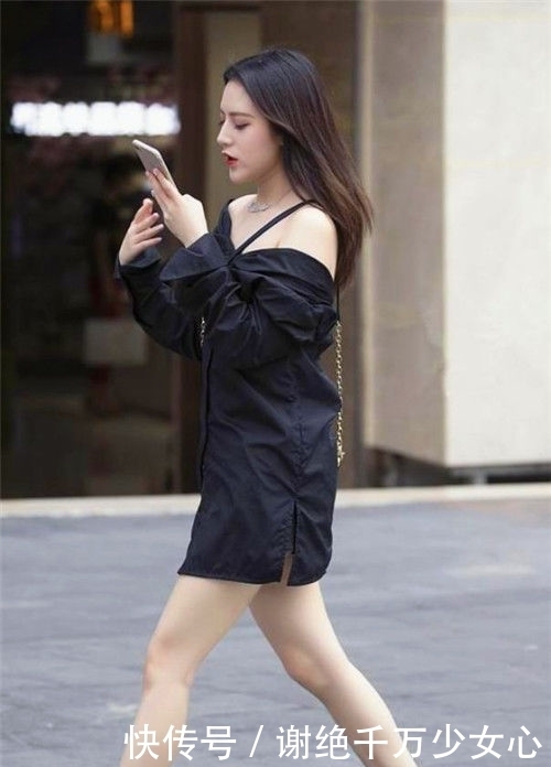「白皙」街拍:美女时尚的穿搭秀出白皙长腿,长发飘飘,绰约多姿