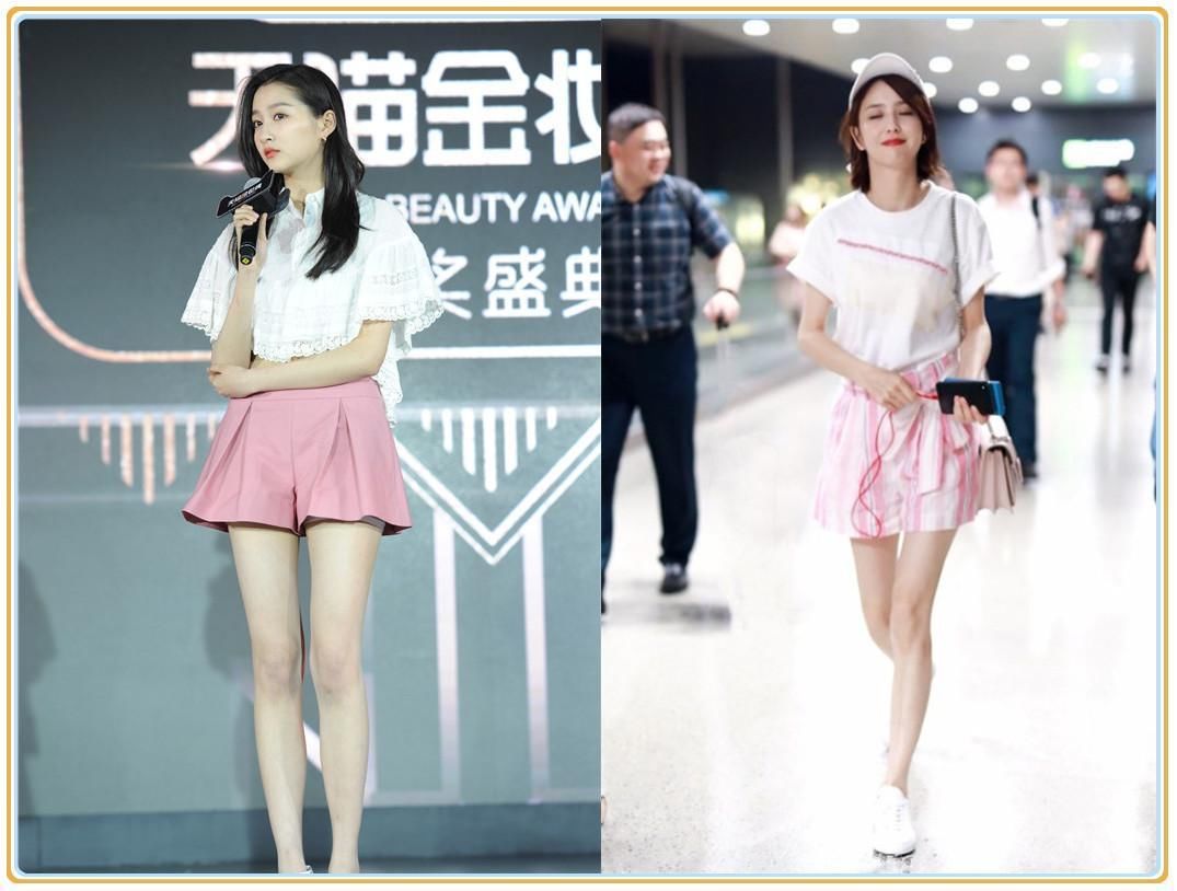 当34岁佟丽娅和21岁关晓彤同穿粉色短裤，网友:不是年轻就能赢!