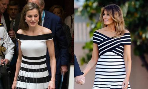 西班牙王后有多会穿?梅拉尼娅为模仿她,都不顾小肚腩多明显了!