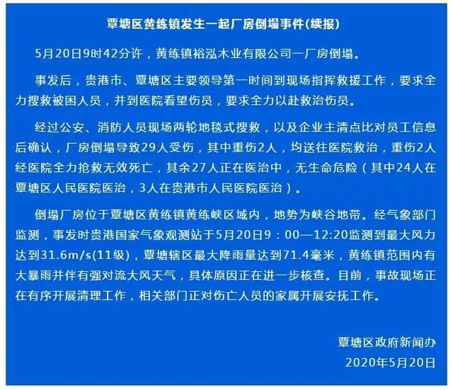 『消防救援支』2人死亡27人受伤！强风暴雨致广西一厂房倒塌，当时风速达到11级