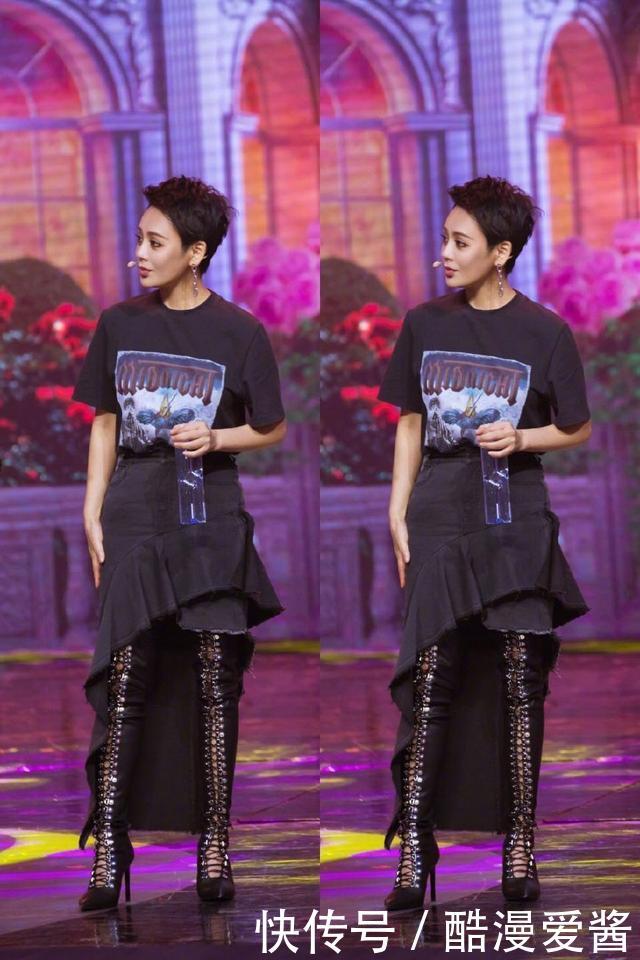 宁静穿这么紧身的裙子，没看到一点赘肉，真羡慕她的身材！