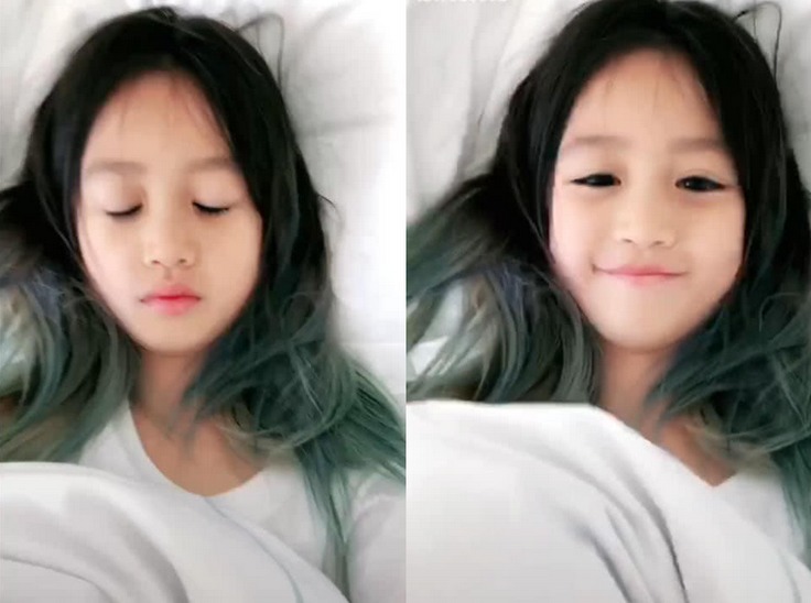 钟丽缇女儿考拉近照曝光 染发化妆变化超大