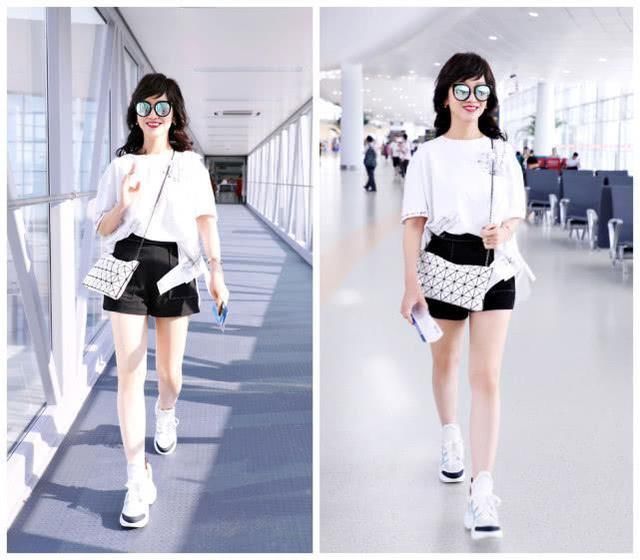 赵雅芝爱穿高跟鞋，显得很高挑，要是穿上平底鞋是啥样呢？