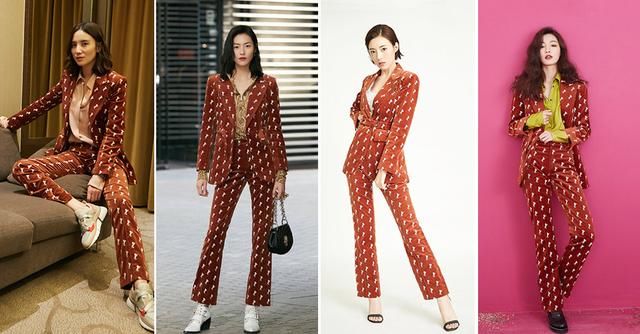 90后新锐小花何美璇张南穿印花西装，竟没输同款造型的宋佳刘雯