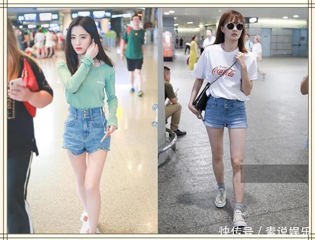 鞠婧祎24岁，徐璐也24岁，同穿T恤衫，身材差距竟如此尴尬