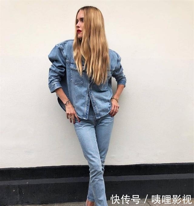  「牛仔材质」真正时髦的女人，懂得牛仔单品成套穿才高级，潮人试了都上头
