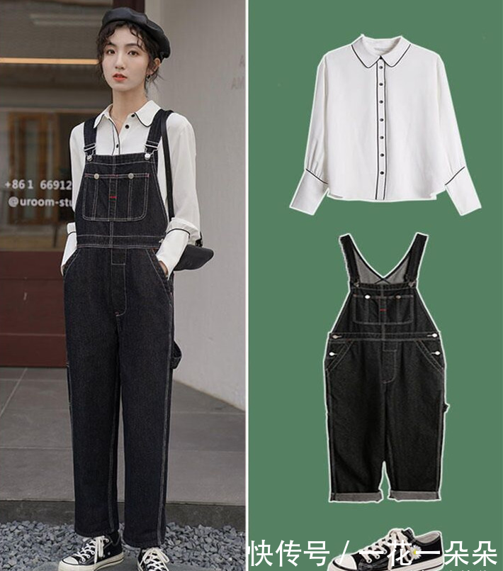 「搭配上」背带裤这样的穿搭超有范儿,青春减龄随性又休闲,妥妥的学生妹哦