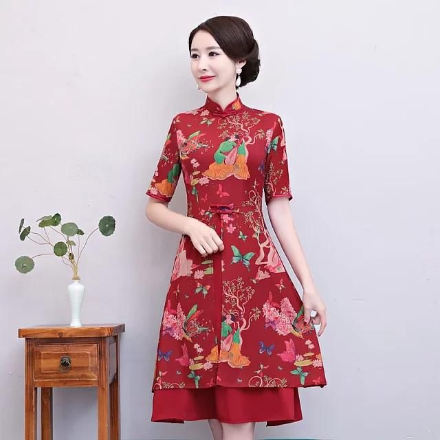 宽松中袖旗袍，轻松驾驭，增添女人韵味儿！
