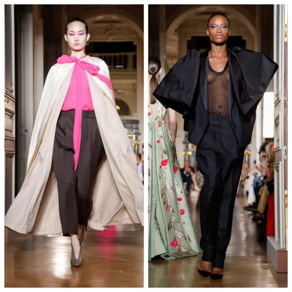 花团包围脸庞，羽毛变成云朵，世界上没有Valentino不敢做的少女