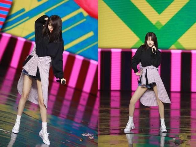 李菲儿的腿到底多细？这么窄的短裤都穿不满，看照片看出压力感！