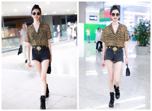 奚梦瑶不穿吊带改穿豹纹衫？与金泰妍撞上才发现超模气场这么强！