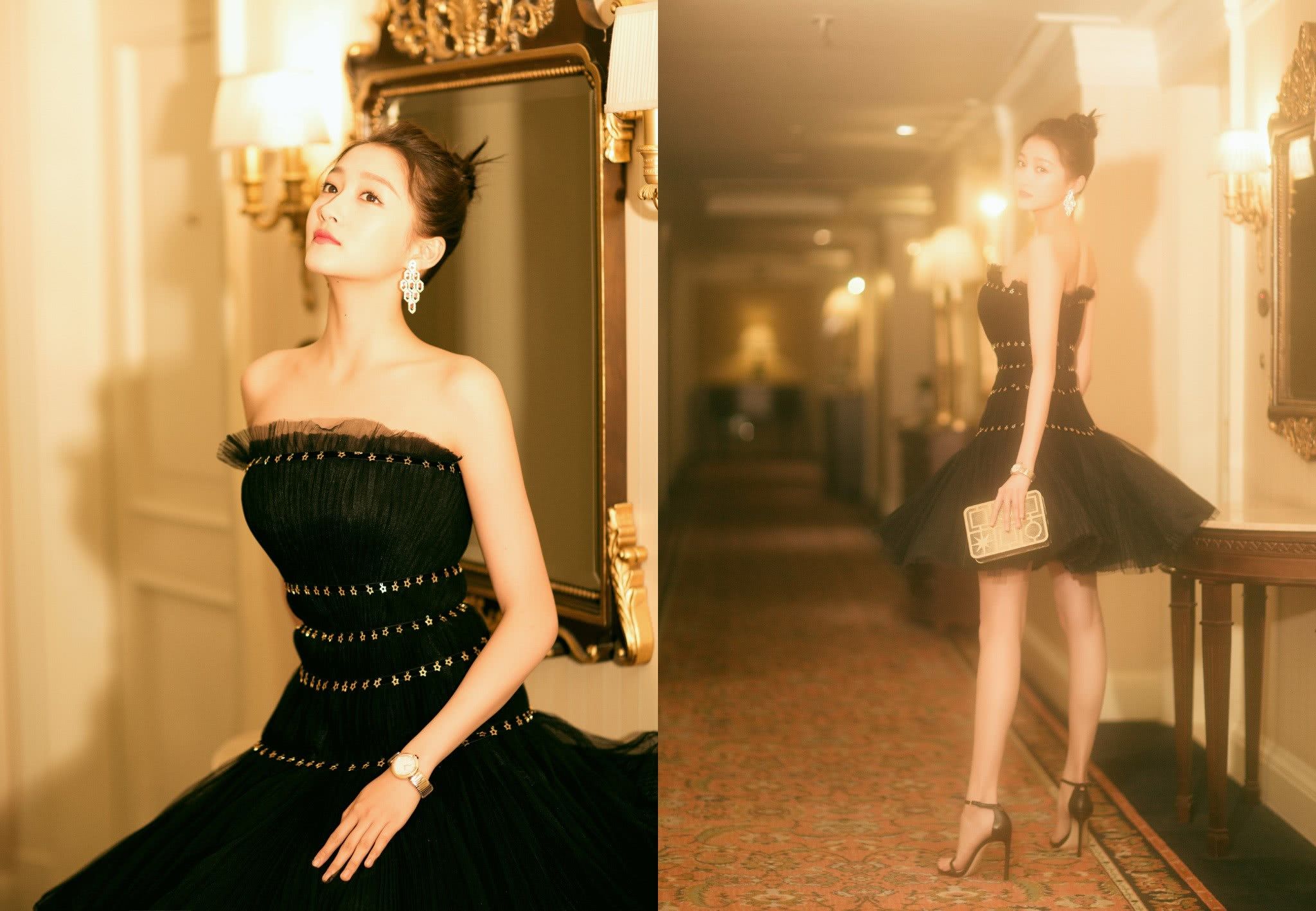 关晓彤又惊艳了!穿抹胸裙大秀美腿，网友:鹿晗真幸福!