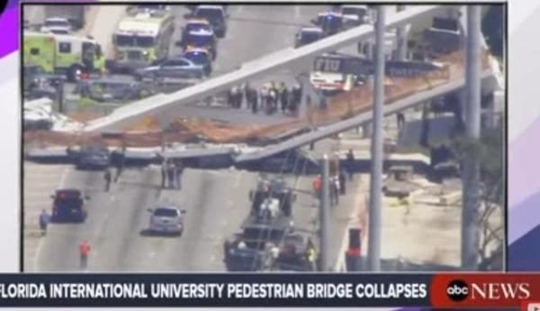 美国1400万美元造的天桥5天就塌了,美网友:这