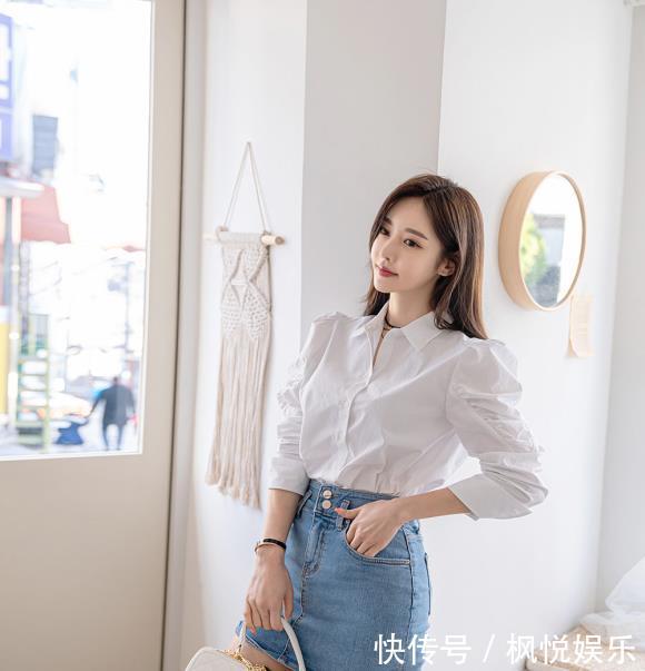  美腿：孙允珠韩式牛仔衬裙，清新可爱显美腿