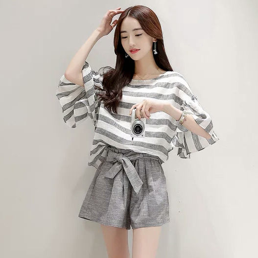 太美了!高腰阔腿短裤套装，超减龄又温婉可人，还有气质女人味
