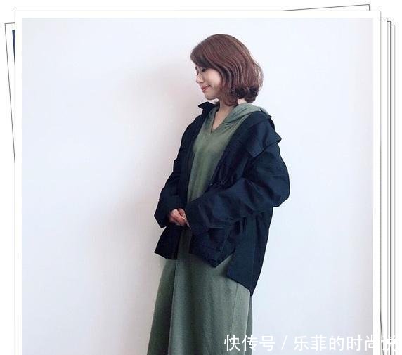 针织连衣@军绿色连衣裙完全不挑人！24种日系穿搭示范，放心享受春季时尚感