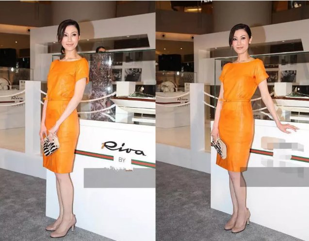 48岁李嘉欣与35岁唐嫣同穿橘色皮裙,网友:高级脸的正确打开方式