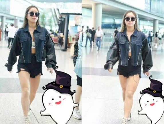 王菊只穿一件抹胸，也敢敞开上衣炫身材，网友：短裤都快撑破了！