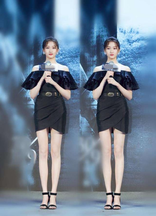 被关晓彤的站姿惊艳到了，连身裙配高跟鞋，往台上一站气场全开