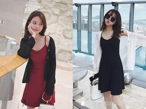 炎炎夏日就让吊带裙来带给你清凉吧，很显性感小女人味