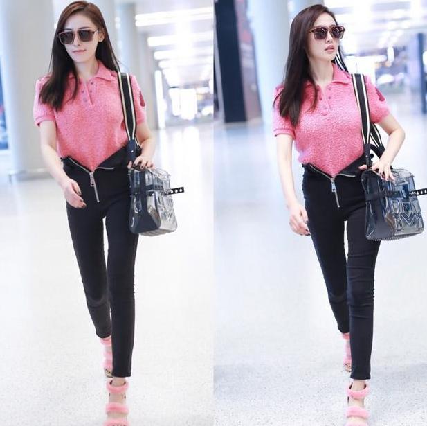 又见半拉链裤子,张天爱你这是跟李菲儿学的打扮吗?