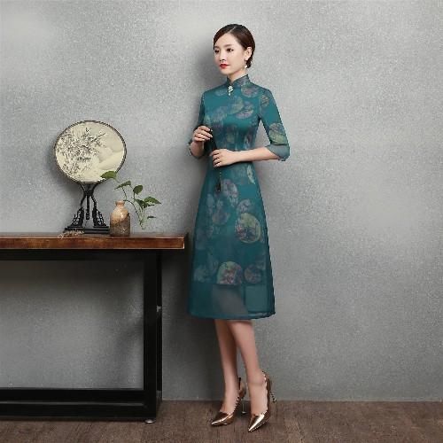 百看不厌，唯美中国风，雪纺显瘦修身旗袍！