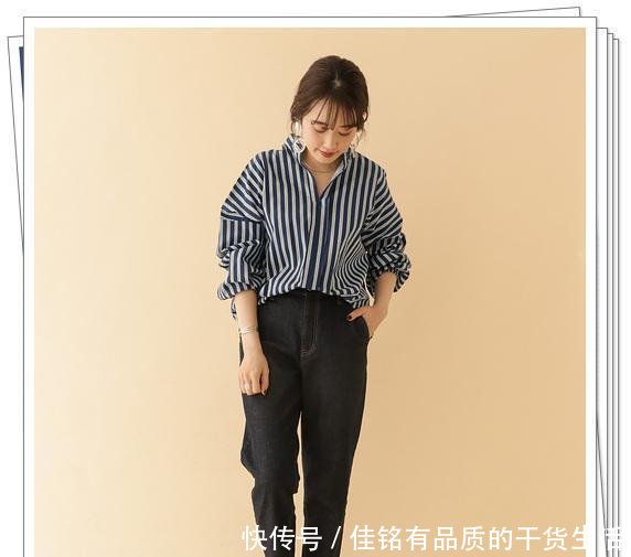 「春季造型」竖条纹衬衫的流行时尚造型,清爽显瘦的春季日系风穿搭分享