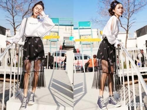 过时:过时的裙子别穿了,今年流行“黑色网纱裙”,搭配平底鞋就很美!