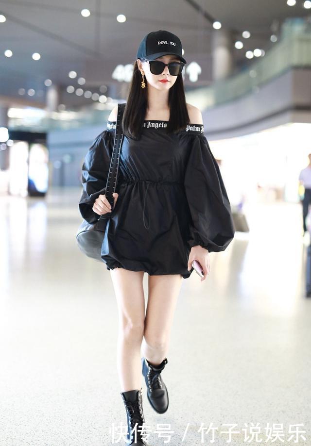 沈梦辰现身机场，穿马丁靴撞上超模奚梦瑶，可大长腿一点不输她？