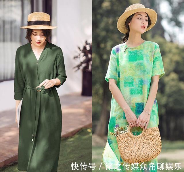  『古典美』不出意外！一条棉麻连衣裙纯净美好，春天穿上舒适又自然