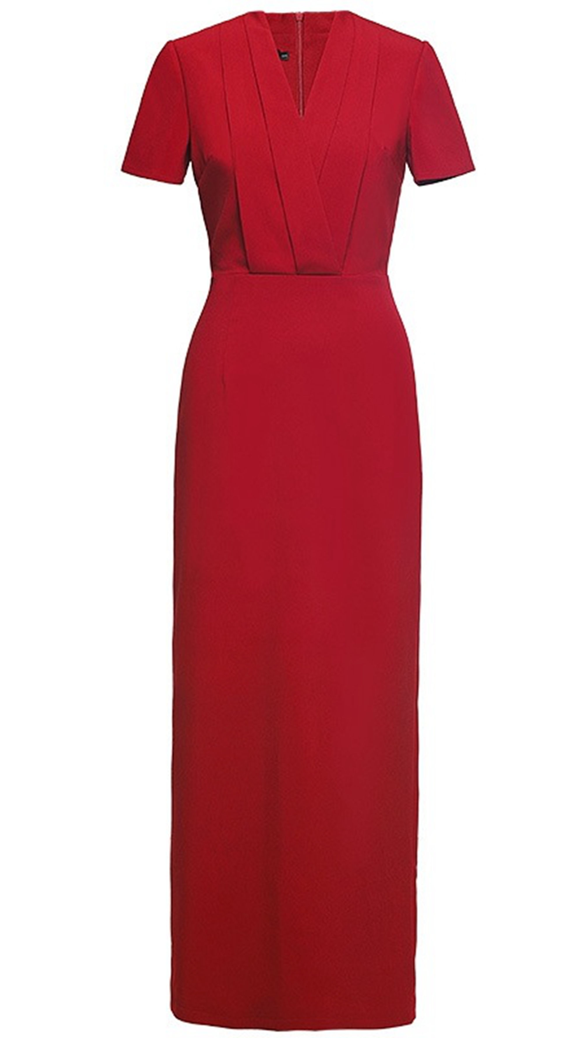 夏新款翻V领开叉连衣裙，收腰显瘦长款包臀一步裙，显得知性优美