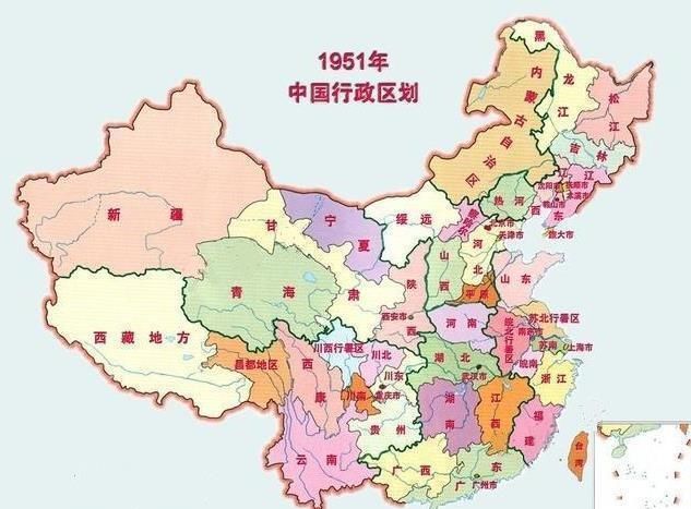  「行政区划」1951年中国行政区划地图