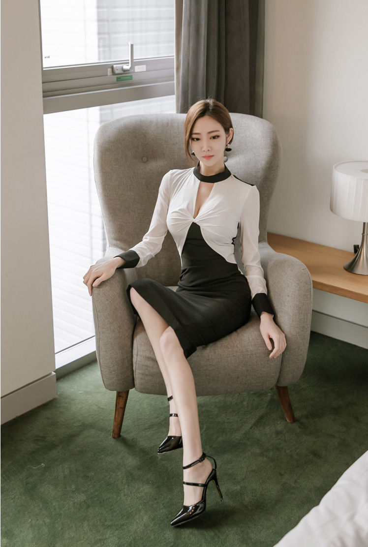 独爱加鲁查黑白过膝美裙