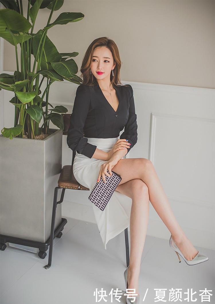  『感觉』李妍静-职场白领风V领薄纱衣裙鉴赏