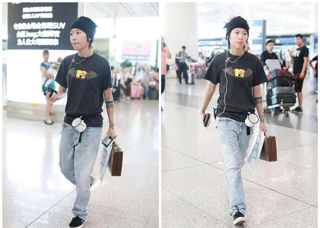 这种时尚你懂吗？窦靖童机场腰间挂水杯超个性，竟如此接地气